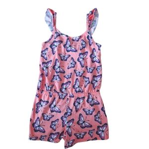 Children's Place Kids Girls Rompers Shorts Peach Butterflies Size 7-8